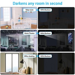 100% Blackout Roller Window Blind with Hook & Loop Tab for Nursery Bedroom RV