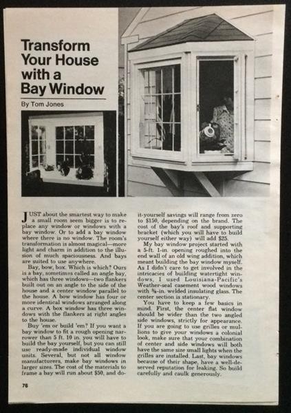 Bay Window Custom Size 1974 HowTo Build PLANS ~ using standard windows
