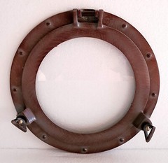 12″ Maritime Antique Brown Patina Nautical Porthole Round Window Glass Nautical