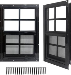 Durable 2 Pack of 18″ x 23″ Sliding Windows with Fiberglass Screen for Sheds