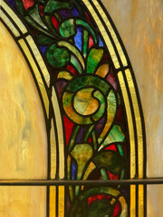Antique Victorian Stained Glass Windows Set