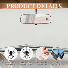 Spider Vanity Mirror Decal Sticker, 3PCS Waterproof Rearview Mirror Decor for Ca