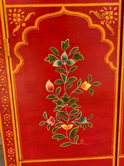 Radha Krishna Hand Painted Wooden Window Religious Hindu Deity Wall Decor Frame