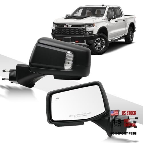 Driver Side Door Mirror for 2019-2024 Chevy Silverado 1500, with Heated Left