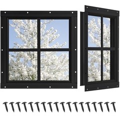 Shed Windows 2 Pack, Chicken Coop Windows 12″ x 12″ with 12×12 Inch Black