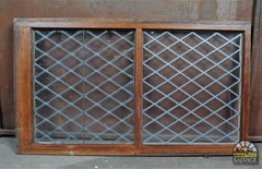 28″ x 49″ Leaded Glass Window in Oak Sash, Diamond Pattern