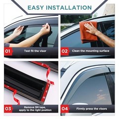 Tape On Window Visors Fits for 2006-2013 Chevy Impala, 2014-2016 Impala Limited