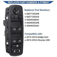 Power Window Switch Control Button 8+13 PINS Driver Side Compatible with Dodge