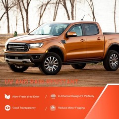 in-Channel Rain Guards Compatible with Ford Ranger SuperCrew 2019 2020 2021 2…