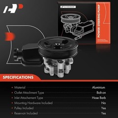 Power Steering Pump, with Reservoir & Pulley, Compatible with Dodge Dakota