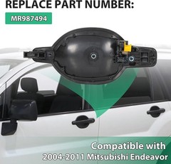 Outside Door Handle Black Textured Compatible with Mitsubishi Rear Right