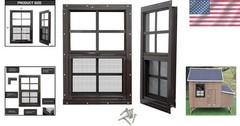 Durable Black Frame Windows 12×18 for Sheds – Tempered Glass & Fiberglass Mesh