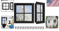 2 Pack 12″ x 12″ Shed Windows with Tempered Glass – Durable & Stylish Black