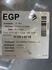 Window – Glass 62 1/8 x 70 5/8 Frame inside 63.5 x 72 Frame outside 64.5 x 73