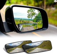 2 PCS Black Rear View Blind Spot Mirror, 3.7×1.4 Inches Adjus Style: Rectangle