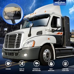 Black Hood Mirror for Freightliner Cascadia 2008-2017, Driver/ Left Side