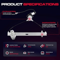 Front Driver Side Power Window Regulator with Motor (6 Pins) Front Driver (LH)