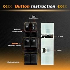 Infiniti QX70 Power Window Switch – 1 AUTO Power Window Switch for 2014-2017