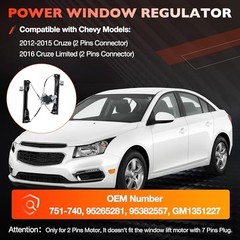 751-740 Power Window Regulator with Motor (2 Pins) Front Right Passenger Side