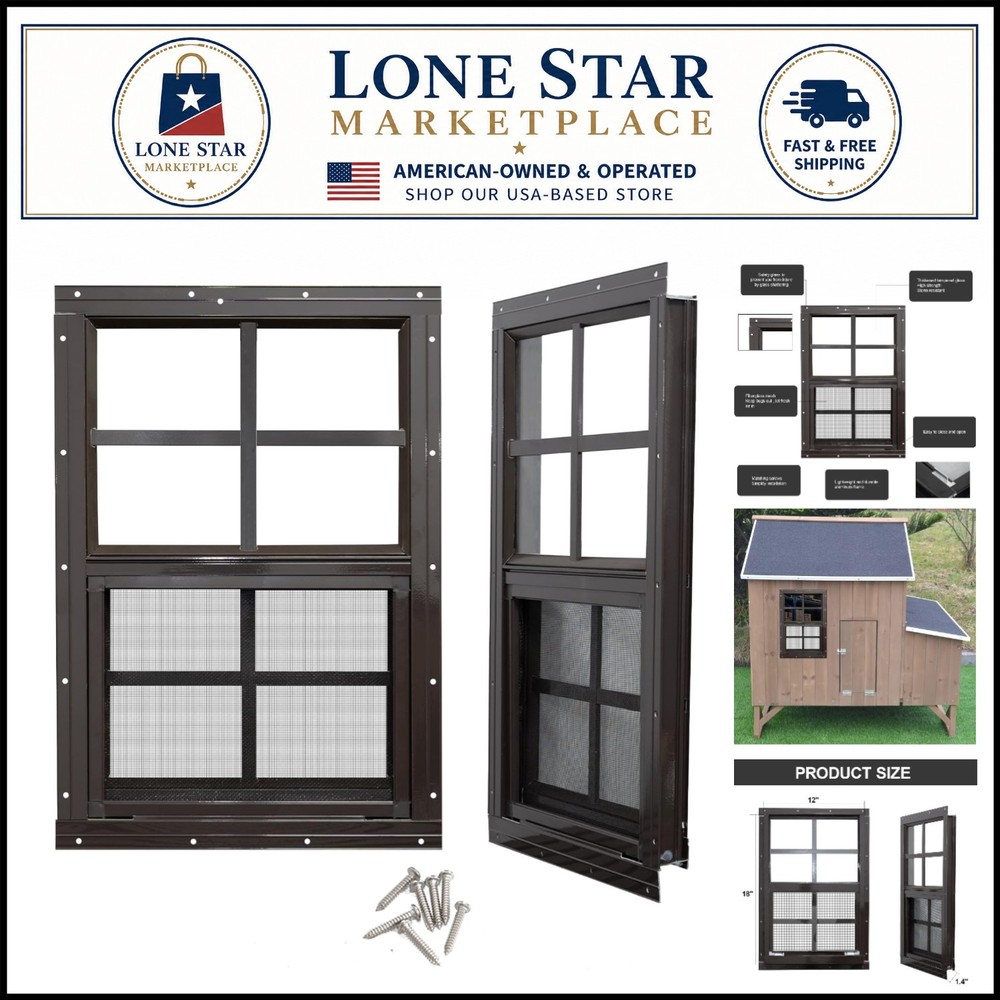 Elegant 2-Pack Flush Mount Shed Windows 12×18 with Tempered Glass Brown Finish