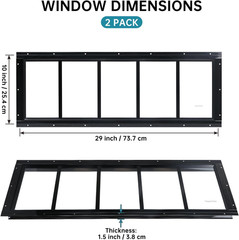 Shed Window 10″X29″ 2 Pack Transom Window Fixed Design with Tempered Glass, Perf