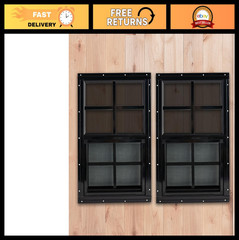 14×21 Black Shed Windows 2 Pack – Tempered Glass Flush Mount for Coop, Garage, G