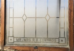 Etched Frosted Clear Glass Vintage Church Window, Architectural Art Glass, I,