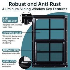 2 Pack 12″x18″ Flush Mount Shed Windows with Tempered Glass & Screen – Ideal for