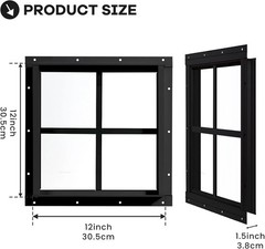 2 Pack 12″ x 12″ Shed Windows with Tempered Glass – Durable & Stylish Black