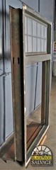 Salvaged Steel Window Frame with Leaded Glass Transom, 81.5″H x 47″W