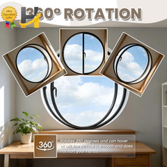 23.6″ Round Rotating Pivot Window Tempered Glass Flush Mount Metal Frame