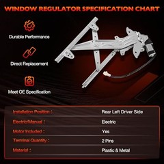 Power Window Regulator with Motor Rear Left Driver Side Compatible with Toyota