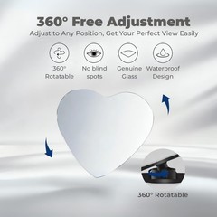 2 pcs Blind Spot Mirrors 2 Heart Shaped HD Glass Convex 360° Wide Angle Side
