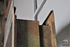 Salvaged Steel Window Frame with Leaded Glass Transom, 81.5″H x 47″W