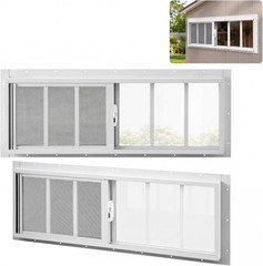 2 Pack 10″ X 29″ Shed Windows, White Aluminum Sliding Frame with Tempered Glass,