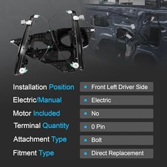 Window Regulator with Panel Without Motor Front Left Driver Side 2007-2017