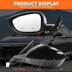 Left Driver Side Mirror Assembly Compatible with 2018-2022 Accord LX Sport