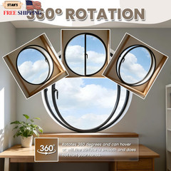 23.6″ Round Rotating Pivot Window Tempered Glass Flush Mount Metal Frame NEW….
