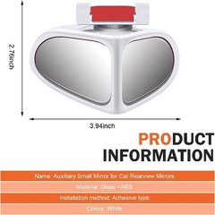2 PCS Blind Spot Mirror, Double-Sided Wide Angle 360 Degree Adjustable Rearview
