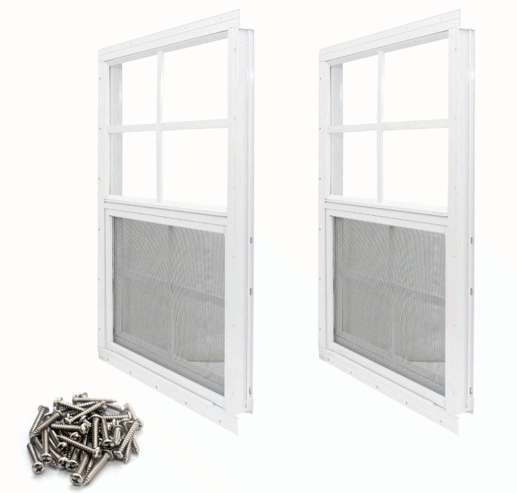 NeatiEase 2 Pack Shed Windows 12×18 Tempered Glass w/ Screen