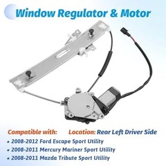 Rear Left Driver Side Power Window Regulator with Motor Compatible with Ford