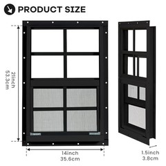 Shed Windows 2 Pack, Chicken Coop Windows with Tempered Glass 14″ x 21″ Black