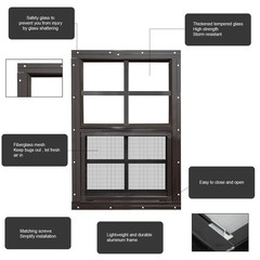 NeatiEase 2 Pack Shed Windows 12×18 Tempered Glass Brown Frame