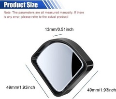 2-Piece Car Fan-Shaped Blind Spot Mirrors, Adjustable Wide-Angle Color: Black