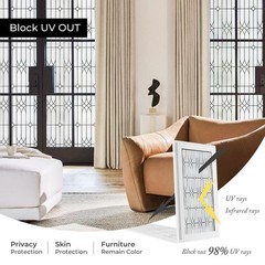 Window Privacy Film, Glass Decorative Static Cling, 17.5″ x 78.7″ | Window Fi…