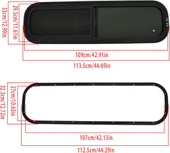 Aluminum Alloy RV Sliding Pull up Window 42W X 12H with DOT Certification, Black