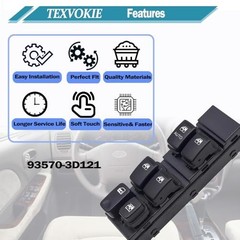 93570-3D121 Upgraded Left Driver Side Power Window Master Switch, Fit for