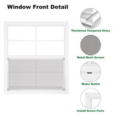 2 Pack 24×27 Shed Windows – Small Sliding Tempered Glass with Metal Mesh Screen