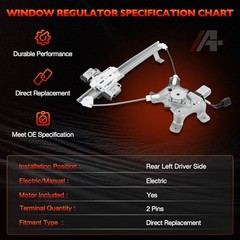 741-390 Rear Left Driver Side Window Regulator with Motor (2 Rear Driver Side