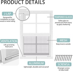 Durable 12″x18″ Sliding Windows – 2 Pack with Tempered Glass for Versatile Use